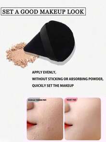 24pcs/15pcs/8pcs/3pcs Flocked Heart Makeup Sponge, Soft Fluffy Texture, Suitable Face & Body Powder Puff, Mixed Makeup Beauty Tools - Đen 2 - Xem 5