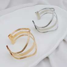 Women's Wide And Elegant Geometric Bracelet, Plated In 18K Gold Or 925 Silver. - Vàng - Xem 6