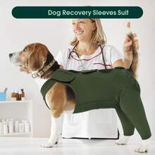 1件装狗狗腿部伤口保护套，狗狗后腿恢复套，宠物手术服，适用于大、中、小型犬 - 綠色 - 查看 7