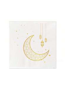 50/25pcs Moon Pattern Tissue Paper, Ramadan Special Edition Tissue Paper, White Moon Pattern Tissue Paper, Foil Stamped Moon Pattern, Disinfected Tissue Paper, Disinfection Grade, Soft Tissue Paper, Suitable For Home Use, Party Decoration, Gatherings, These Are Ramadan Party Tissues, Ramadan, Valentine's Day - Multicolor - View 10