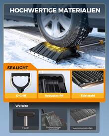 Large Snow Shovel 1400 Mm, Snow Pusher 470 Mm Wide With Thickened Aluminum Tube Shaft, D-Shaped Handle And Removable Three-Piece Long Handle, Suitable For Cars, Walkways, Patios - A - View 3