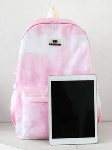 3pcs Tie Dye Backpack Set, Unisex Design, Large Capacity, Lightweight & Breathable, Suitable For Various Occasions - Pink - View 5