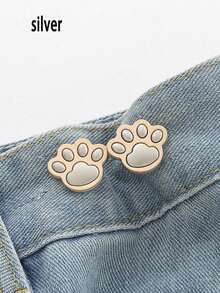 Cute Cat Paw Adjustable Belt Buckle, No Sewing Required, Fits Jeans, Skirts, Dresses, Women Fashion Accessory, Daily Wear - Multicolor - View 12