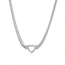 One Piece Minimalist Style Waterproof Design Necklace, With A Snake Like Design And A Hollow Heart-Shaped Pattern In The Middle. Very Suitable As A Mother's Day Gift To Give To Mothers. Suitable For Women To Wear At Parties, It Is Also A Meaningful Valentine's Day Gift. Applicable Objects: Mothers, Mother's Day, Gifts. - 金項鍊 - 查看 10