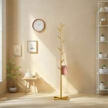 1 pieza Perchero de ropa y sombreros del piso al techo, gancho de abrigo para dormitorio con forma de rama de árbol vertical, soporte para sombrero, bufanda, bolso - Dorado - Ver 2