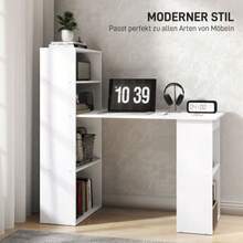 Desk, Kitchen Table With Shelf, 120 X 55 Cm, Computer Desk, Laptop Table, White Work Table For Office And Home Office - A - View 4