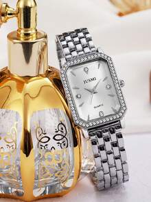 1pc French Elegant High-End Graceful Square Dial Quartz Watch, Versatile Considering Both Appearance And Practicality, Ideal Gift Choice, Year-End Promotion, Online Exclusive - Multicolor - View 4