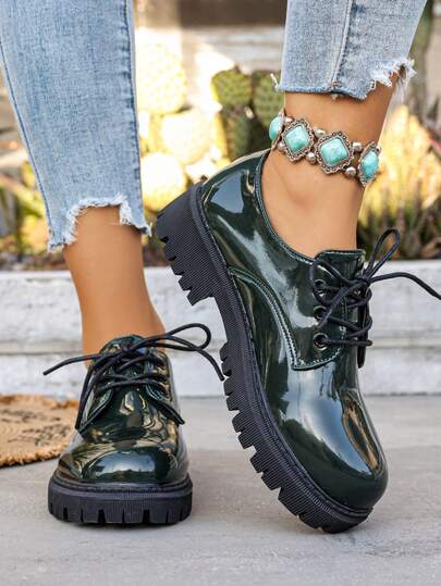 Women's Platform Thick Bottom Loafers, Spring & Autumn Fashion Casual Shoes, New Color Block Retro Chunky Heel Shoes With Bow, Comfortable Soft Bottom Slip-On, Suitable For Young Students, Campus Style, Mary Janes, Shallow Mouth, One-Piece, Teenagers, Youth, Girls, Autumn/Winter, All Season, Basic Style, Small Leather Shoes