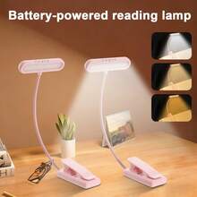 Yogle Luz de lectura recargable mini LED de 3 colores y 5 niveles de brillo, alimentada por batería, lámpara de mesita de noche con clip flexible - Multicolor - Ver 5