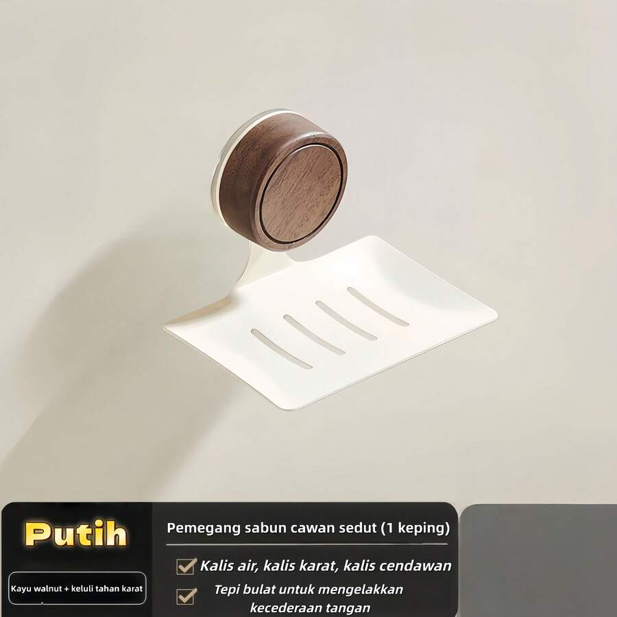 Wall-Mounted Bathroom Soap Dish With Strong Suction Cup, Drip Tray Soap Holder For Wall Hanging In The Bathroom - White - View 1