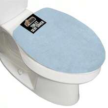 Funda gruesa de espuma viscoelástica para asiento de inodoro suave lavable a máquina tela de felpa color crema marfil-010 - 1'8" x 1'7" (Ovalado) + Azul claro - Ver 3