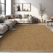 1 PCS Jute-Like  Home Office Rug Non-Slip Stain Resistant Floor Mat For Study Room Bedroom & Living Room Decor Multiple Color And Size Options - màu nâu - Xem 10