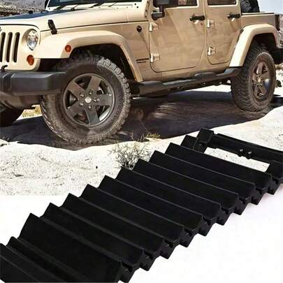 Car Tire Traction Mats, Emergency Non-Slip Recovery Boards For Mud, Snow, And Sand. Survival Tool For Snowy, Muddy, And Sandy Conditions, Heat And Wear Resistant, Ideal For Road Trips. Compact Design For Easy Portability!