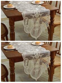 1pc 100% Polyester Embroidered Table Runner, Suitable For Kitchen, Dining Table, Living Room, TV Cabinet, Cupboard, Conference Table, Desk, Coffee Table, Vanity, Home Decor, Placemats, Outdoor Furniture, Garden, Holiday Gatherings, Family Parties, Seasonal Decorations, Party, Wedding Decorations, Available In Multiple Sizes - Multicolor - View 14