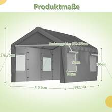 3x6m Garage Tent, Grey, With Folding Window, Removable Side Panel And Roof, Garden Tent, Car, SUV, Protective Cover For Boats And Trucks - A - 查看 8