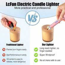 LcFun 2 Pack Candle Lighter USB Rechargeable Plasma Lighter With Safety Lock, Windproof Flameless Long Lighters Candle, Grill, BBQ, Camping, Gas Stoves (Black, Gold) - Black & Rose Gold - View 8