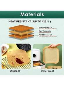 Premium Disposable Air Fryer Liners Square-60/120/240/400 PCS Non-Stick Baking Paper, Oil-Proof & Water-Proof Air Fryer Parchment Liners, Essential Kitchen Accessories For Family Dinners - Multicolor - View 6