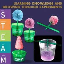 DIY魔法水晶生长实验套装，多种颜色可选，儿童STEM科学玩具，亲子手工水晶生长观察教育礼物 - 彩色 - 查看 5