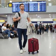 Lightweight Water-Resistant Softside Spinner Luggage With Secure TSA Lock,Expandable Design & Organized Interior & Portable Front Grab Handles & Adjustable Telescopic Handle,Suitable For Long Or Short Travel - Đỏ - Xem 9
