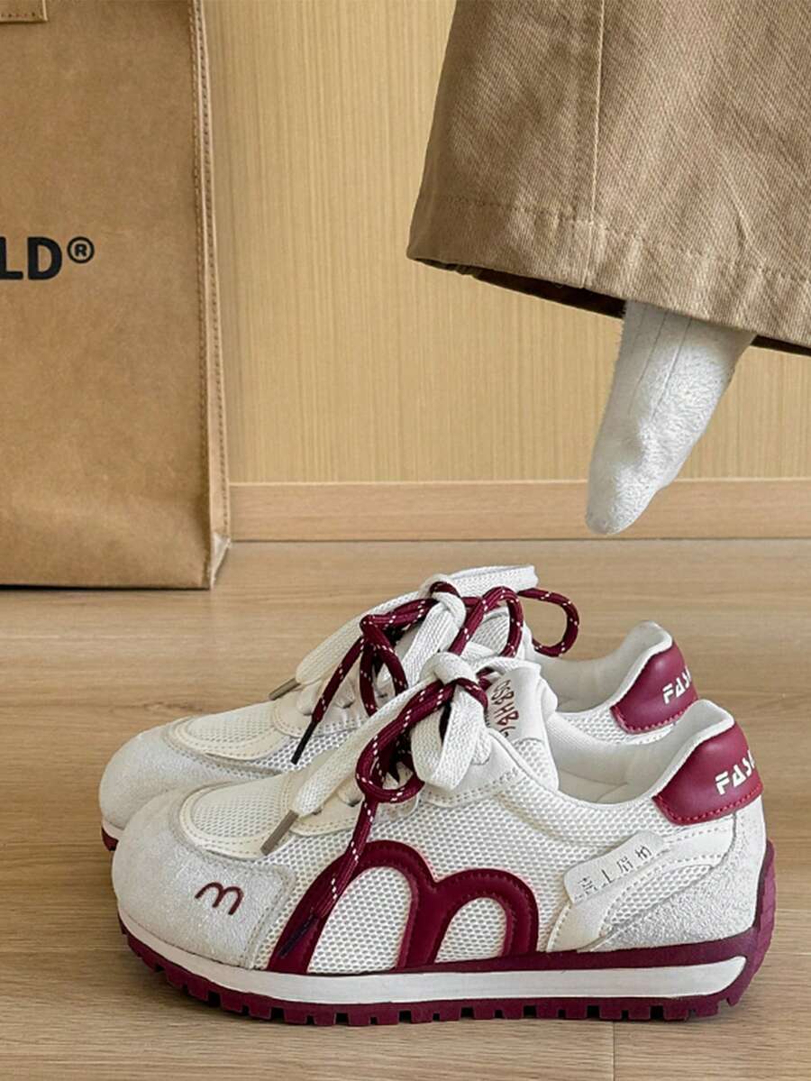 Women's Casual Sports Shoes, 2026 New Model, Fashion Versatile Red Letter Sneakers - Red - View 1