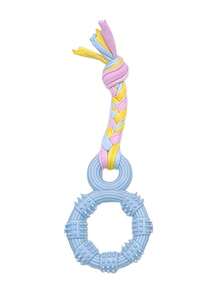 1个新款趣味耐咬磨牙绳结TPR橡胶软尖圆环宠物咀嚼玩具，适合小型/中型犬猫，可缓解无聊，进行互动训练和锻炼 - 彩色 - 查看 12