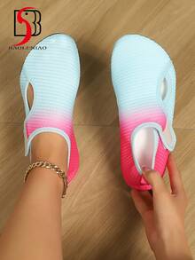 女士沙滩水鞋，水上运动赤足鞋，适合海滩度假、露营、派对、游泳、冲浪、漂流、健身、瑜伽、健身房锻炼 - 藍粉紅色 - 查看 6