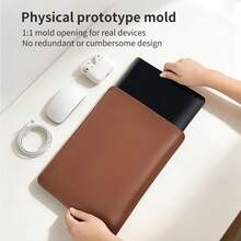 Funda de cuero suave para portátil, adecuada para portátiles de 13.5/14/15 pulgadas, resistente a los arañazos, adecuada para el estilo de negocios - Negro - Ver 4