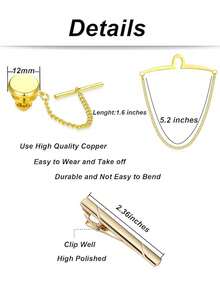 3/9 Pieces Of Men's Tie Clips, Tie Bars & Tie Chains In Silver, Black And Gold - Suitable For Weddings, Meetings, Business Events And Anniversaries - Multicolor - View 6