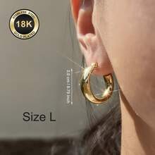 18K镀金不锈钢女士耳环，316L耳钩，低致敏性，优雅垂坠式时尚简约经典耳环，适合日常佩戴、节日、度假或派对等场合。 - 金色 - 查看 14