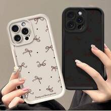 Case For IPhone 17 Pro Max 16 Plus 15 14 13 12 11 Air E Bowknot Pattern Drop Protection Shockproof Soft Silicone Smartphone Cover For IPhone 17 Pro - 酒紅色 - 查看 10