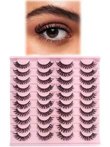 20 pares de pestañas postizas completas, con textura de pelo de marta esponjoso, adecuadas para looks de maquillaje diario, de fiesta, de cita y de boda. - Multicolor - Ver 6