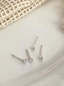 925纯银简约小巧圆形性感鼻钉，女士款 - 單隻鼻釘 - 查看 3