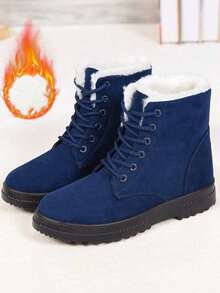 2026 Winter New Women's Snow Boots, PU Sole, Thin Sole, Non-Slip, Warm, Comfortable Women's Casual Sports Shoes, Cold-Proof And Warm Lining Thin-Soled Women's Mid-Calf Boots, Valentine's Day Style Gentle Flat Shoes, Soft-Soled Shoes, Plush Fashionable And Versatile Style, Suitable For Valentine's Day Dates, Work Commutes - Women's Knee-High Boots. Winter Wedding Fashion Shoes, Beach-Toned Casual Shoes. - Blue - View 8