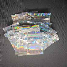 10/20/50/100pcs Holographic Iridescent Transparent Yin Yang Self-Sealing Bags, Cute Colorful Plastic Odor-Proof Zipper Foil Bags, Holographic Bags For Jewelry, Small Accessories, Electronics, Food Storage, Suitable For Personal Activities And Small Businesses - Silver - View 9