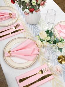 10/20/30pcs Solid Color Square Cloth Napkins, Polyester Napkins, Soft Washable Reusable 12/14/17/20 Inch, For Home, Hotel, Wedding, Party, Restaurant & Festive Celebrations - Baby Pink - View 4