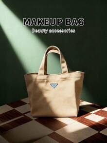 Prada Women's Canvas Tote Bag, Handbag, Travel Essential, Shoulder Bag, Storage Bag, Commuter Bag, Office Bag - Brown - View 2