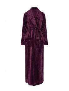 1 chiếc áo choàng tắm nữ dài cổ ve áo, lót nỉ, mềm mại, sang trọng, thời trang, thanh lịch, quyến rũ, thích hợp cho đầu mùa xuân. - Màu tím - Xem 6