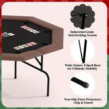 Mesa de póquer octogonal plegable para 8 jugadores, mesa de cartas estilo casino con patas desmontables y soportes de vaso de plástico/acero inoxidable, mesa de juego Texas Holdem Blackjack para fiestas en casa - Plástico - Ver 6