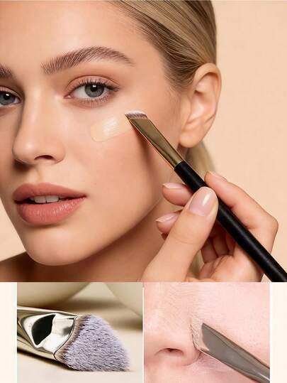 遮瑕化妆刷 - 精准点涂刷头设计，打造无瑕妆容 - 合成刷毛