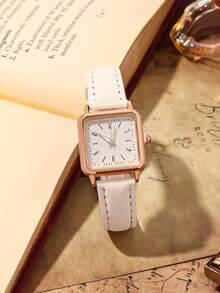 三件套优雅女士石英表套装，复古风格女士配饰套装（包含黑色/白色/粉色皮表带石英表，搭配玫瑰金方形表盘）。采用柔软皮革制成，饰以精致的玫瑰金点缀，方形表盘搭配简约的数字刻度，散发着优雅简约的风格，适合搭配各种服饰。 - 彩色 - 查看 7