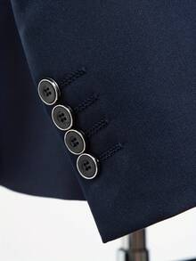 Essential 2-Piece Groomsmen Suit Set For The Groom Premium-Quality, Fashionable Slim-Fit Men's Wedding Attire Suitable For Evening Parties, Business Formal Occasions Men's Suit Set - Màu xanh đậm - Xem 6