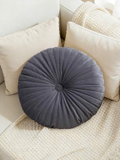 وسادة بشكل قرع دائري، مناسبة لحصيرة التاتامي والكرسي والأرضية والنافذة، مصنوعة من قماش ناعم ومريح، باللون الرمادي الداكن