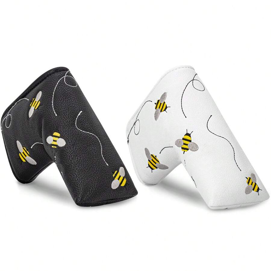 Funda para Putter de Golf Estilo Little Bee & Calavera Cruzada - Funda de Cabeza de Hoja Premium con Forro Suave y Cierre - Accesorio Duradero para Palos de Golf, Adecuado para Hombres & Mujeres, Regalo Único del Día del Padre para Entusiastas del Golf, Funda para Cabeza de Palo de Golf - Multicolor - Ver 1
