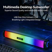 Acer OSK222 Bluetooth Speaker: Dual-Mode Switching, Dual Full-Range + Dual Bass Diaphragms For Powerful Bass, Space-Saving Design, Compatible With Computers And Mobile Phones, Classic Black Design. - Black - View 2