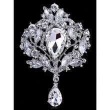 Lot Of 1 Pc Large Crystal Vintage Drop Brooch Pins For Women Or Wedding Bouquets Decor Jewelry Accessories - Bạc - Xem 3