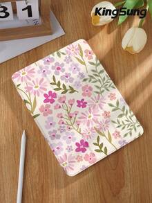 Kingsung 花卉图案平板电脑保护套，兼容 iPad Air 8 (M4) 2026 (11 英寸)、Air 8 (M4) 2026 (13 英寸)、9.7/10.2/10.5/10.9/12.9/Pro 11 (第十代)、Galaxy Tab S6 Lite 10.4 英寸、Kindle Paperwhite (第十二代，2024 年)、Kindle (第十一代，2022 年)，柔软防震，带智能支架/自动唤醒/睡眠功能 - 彩色 - 查看 3