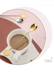 1/5pcs Stainless Steel Coffee Spoon, Round Disc Ice Cream Spoon, Style Honey Stirring Spoon, Bar Cocktail Mixing Spoon - Multicolor - View 1