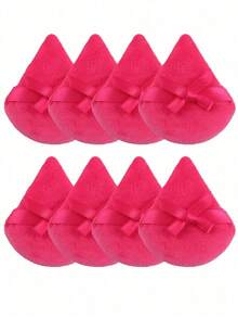 24pcs/15pcs/8pcs/3pcs Flocked Heart Makeup Sponge, Soft Fluffy Texture, Suitable Face & Body Powder Puff, Mixed Makeup Beauty Tools - 玫紅色 - 查看 3