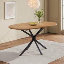 Oval Dining Table, 120 X 80 X 75.5 Cm, Modern And Robust Style, Metal Legs, Ideal For 4 To 6 People. Clean And Modern Design.