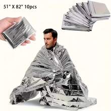 1/10件装终极求生毯 - 90% 保暖率，轻便易携，52英寸 x 82英寸大尺寸，耐用PET材质，是徒步旅行和紧急情况下的理想之选，户外紧急情况、露营和冬季必备，紧急求生毯，超大户外应急毯，适用于极寒环境，是徒步旅行、露营和旅行的完美之选。 - 彩色 - 查看 14